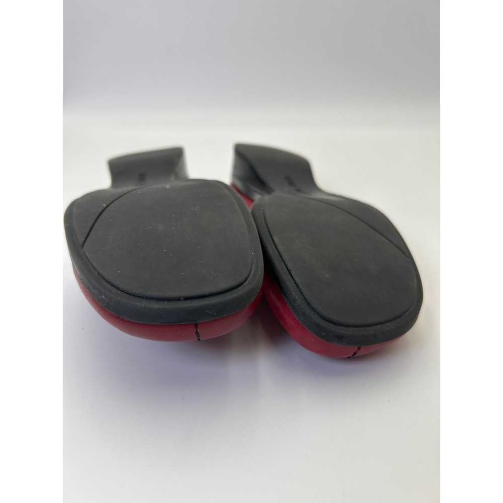 Nine West Renny Red Leather Slide Mules Womens 7.5 Square Low Wedge 90's Heels - Picture 11 of 13